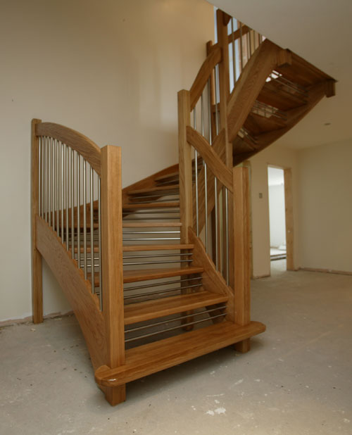 Oak openplan Staircase with the European style handrail