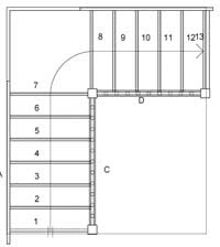 S6QL5N Quarter landing staircase
