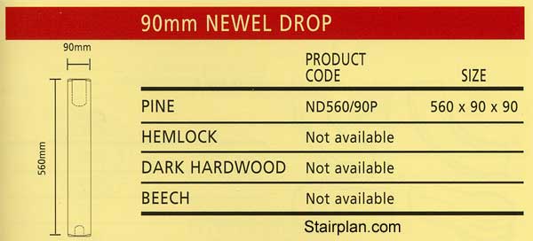 90mm Newel Drop options