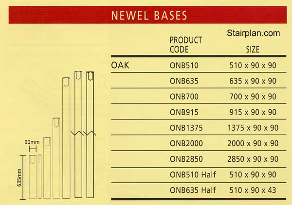 Oak 90mm Newel Bases