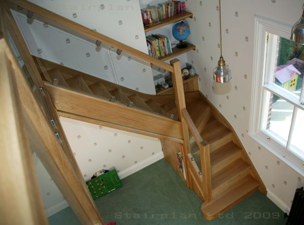 Oak Winder Staircase with stairplan's Vision Balustrade