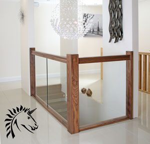 Milan Glass Balustrade weith Black Walnut handrails