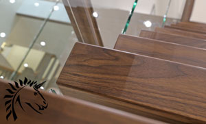 x vision staircase floating treads walnut and glass